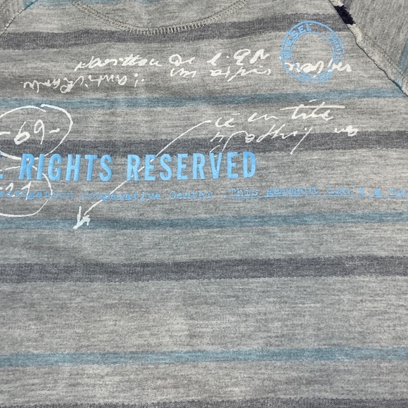 Men's Diesel Reversible Striped Sweatshirt In Gray Size L-XL - Picture 6 of 6